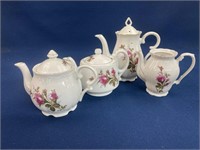 (3) Moss Rose Pattern teapots, Japan, one is