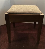Wood Stool with Upholstered Cover 17 x 14.5 x 18"H