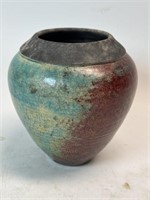 Art Deco Pottery Vase 6” Signed