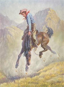 GREGORY PERILLO PAINTING "BRONCO BUSTER"