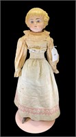 Antique Blonde Parian Head Doll with Glass Eyes