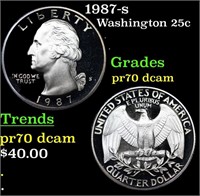 Proof 1987-s Washington Quarter 25c Grades GEM++ P