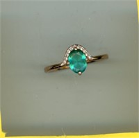 Sterling Ring S9.5 Teal Green