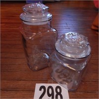 TWO GLASS CANISTERS