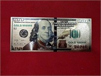 Gold Foil $100 Franklin Replica Note