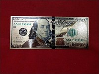 Gold Foil $100 Franklin Replica Note