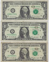 US $1 FRN  Fancy SN Trio LUCKY 888 x 3 VF.UF2