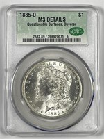 1885-O Morgan Silver $1 Mint State CACG MS details