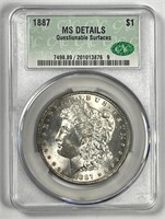 1887 Morgan Silver $1 Mint State CACG MS details