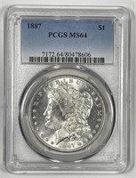 1887 Morgan Silver $1 PCGS MS64