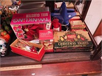 Vintage Christmas items, mostly in the