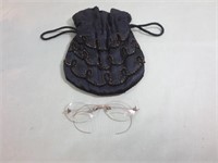 Vintage Beaded Pouch w/Vintage Glasses