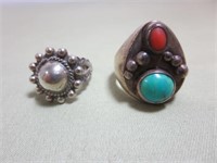 (2) Rings Believed as Sterling but Unmarked, 24.8g