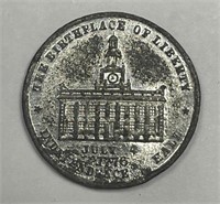 Independence Hall Philadelphia White Metal Medal