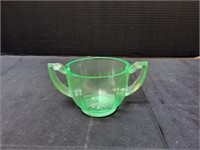 Vaseline Glass Green Sugar Bowl