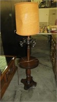 TABLE W/LAMP & CANDLE HOLDERS