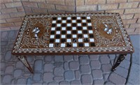 Chess Board Elephant Carved Inlaid Coffee Table