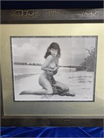 Signed autographed  Bettie Page Pin-up Framed
