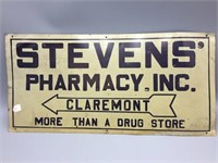 Stevens Pharmacy Claremont Pa. tin sign