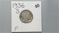1936s Buffalo Nickel rd1080