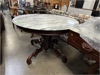 ANTIQUE MARBLE TOP ROUND KITCHEN TABLE