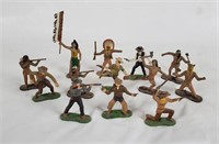 13 Cast Metal Cowboy & Indian Figures