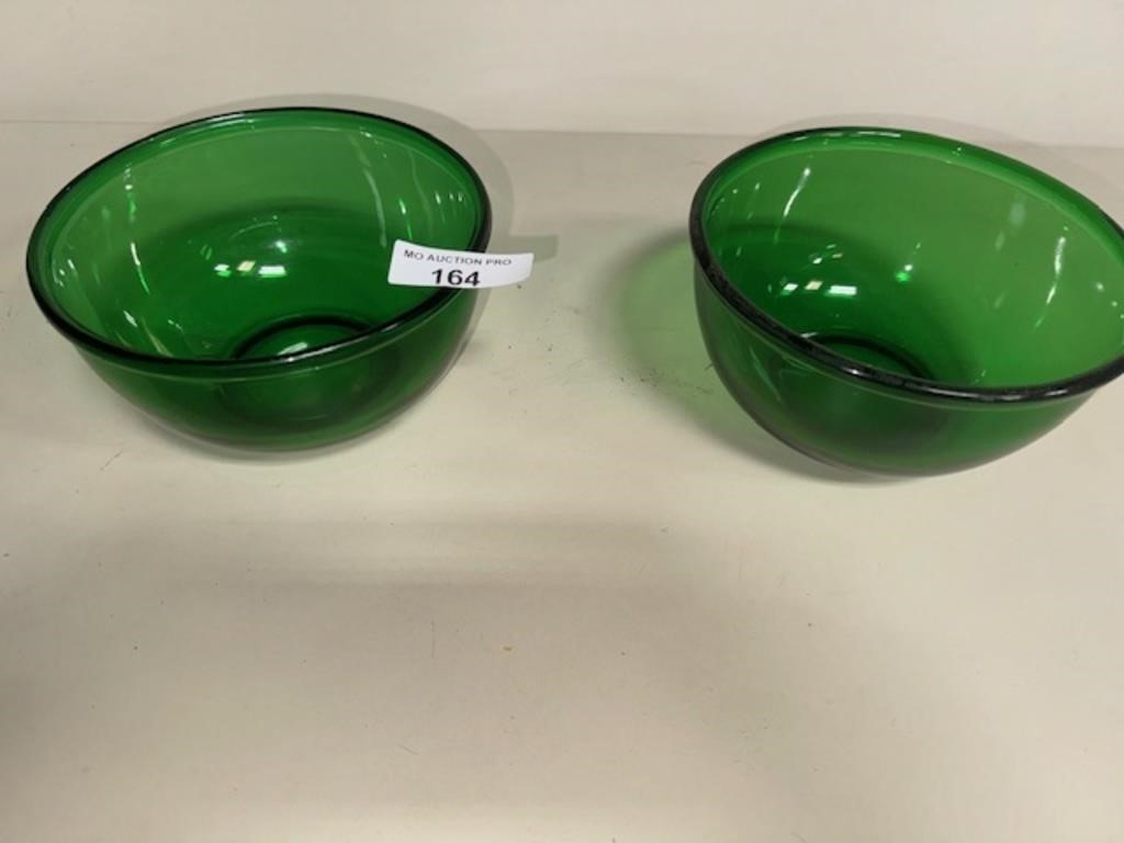 Pair Vintage MCM A.H. Forest Green Batter Bowls