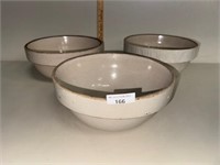 (3) Ant. Salt-Glazed Primitive Stone Mixing bowls