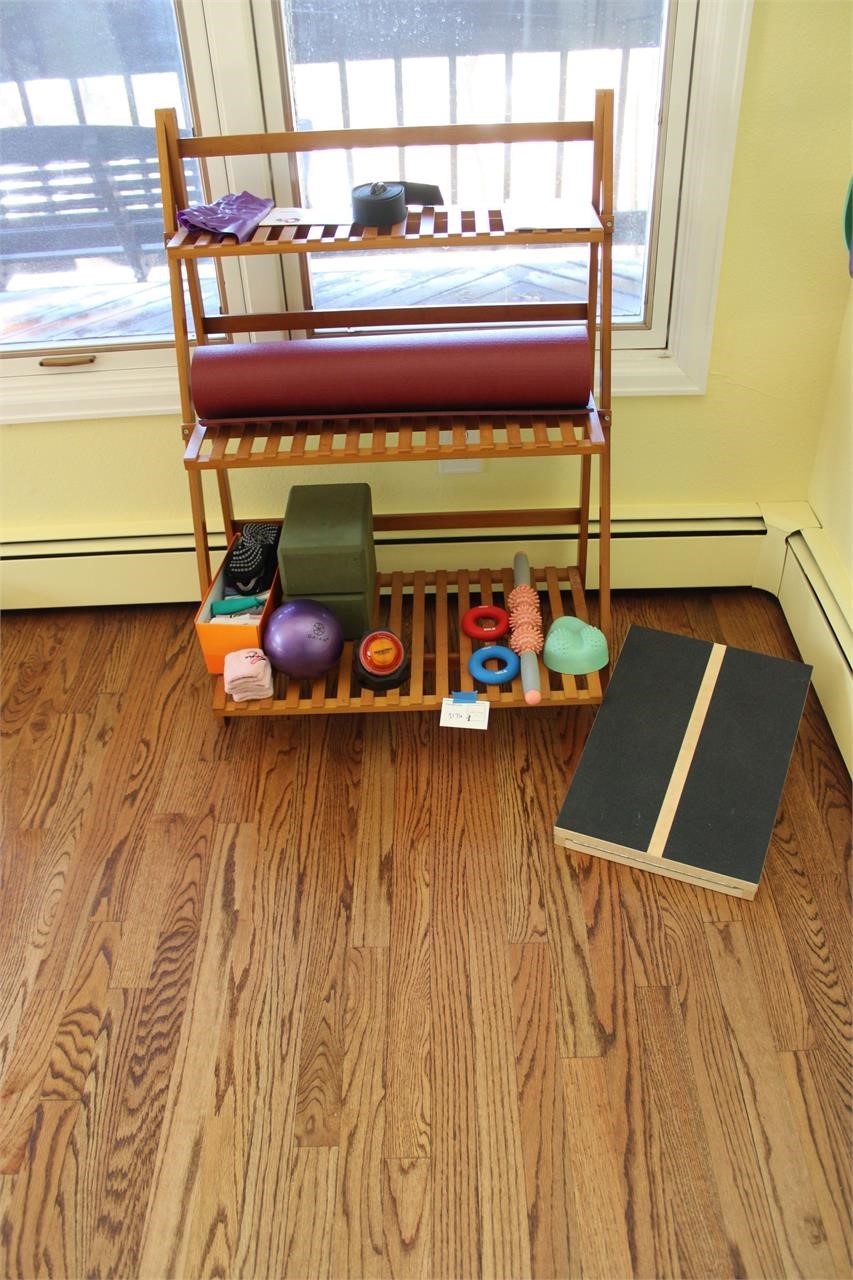 Wood Rack, Yoga Mat And Pilates/Yoga Accessories