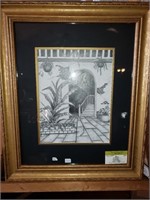 FRAMED AND MATTED BLACK AND WHITE PORTICO