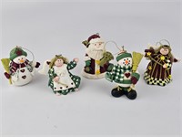 5 Christmas Ornaments Angels/Snowmen/Santa