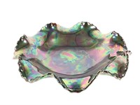 Ruffled Edge Bowl Queen Pottery w Iridescent Glaze