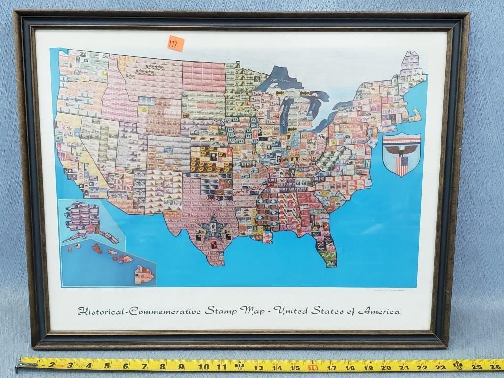 Commemorative USA Stamp Map 24"w