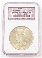 1922 PEACE DOLLAR FITZGERALD CASINO COLLECTION