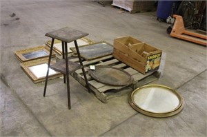Vintage Mirrors, Crate & Plant Stand