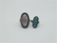 Sterling Silver Ring Turquoise & MOP 2 rings