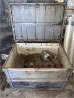 Vintage trunk with contents/engine parts