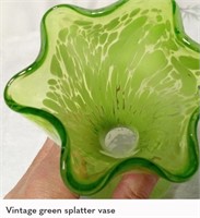 Vintage green speckle vase