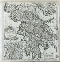 1741 French Bookplate Map Of Greece