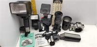 CANON EDS 1XLITE CAMERA W/2 LENS & MISC FLASHES