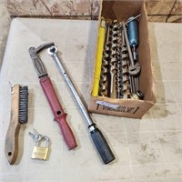 1/2" Torque Wrench, staple puller, wood bits, etc