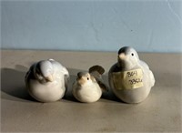 Three Ceramic Hand Painted Bird figurines