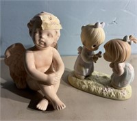 Ceramic Cherub Figurine and Precious Moment Figuri