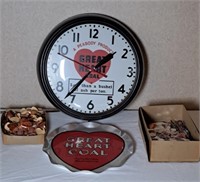 Great Hert Coal Advertising Clock, Tray & Stickers