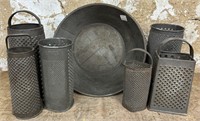 Tin Graters and Collander