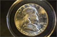 1963 Uncirculated Franklin Silver Half Dollar