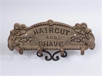 Haircut and Shave Cast Iron Sign & Hooks