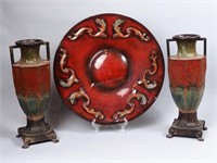 Metal Home Decor-2 Vases & Platter