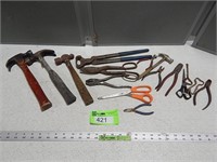Hammers; tin snips; crimper; side cutters; scissor