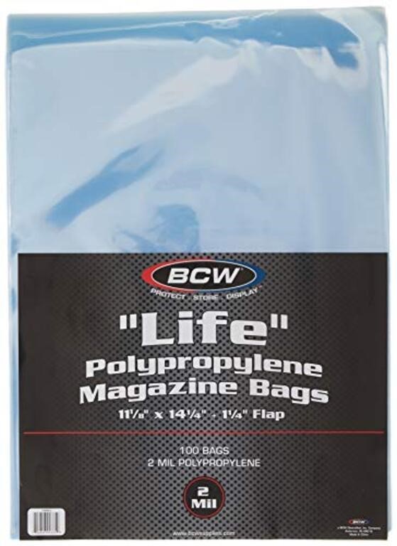 BCW Life Magazine Bags -1 Pack of 100 | Crystal